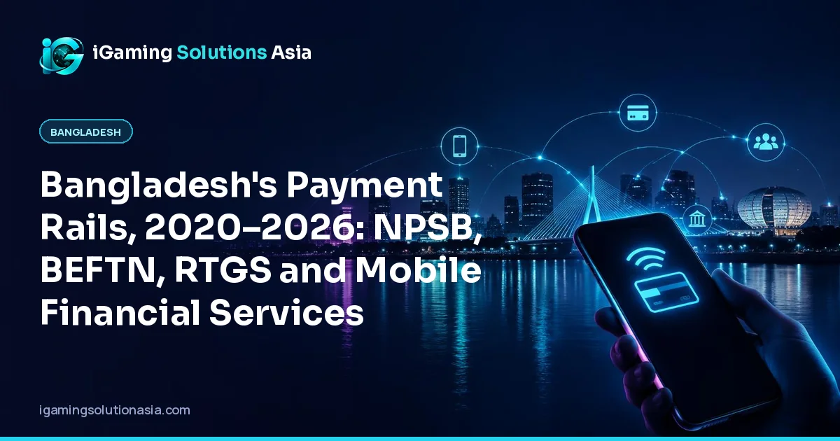 iGaming Solutions Asia cover: Bangladesh's Payment Rails, 2020–2026: NPSB, BEFTN, RTGS and Mobile Financial Services